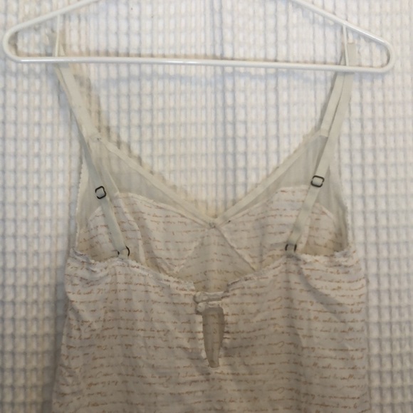 Anthropologie Eloise Printed Nightgown Chemise w/ Mesh Trim & French Lettering S - Picture 8 of 10